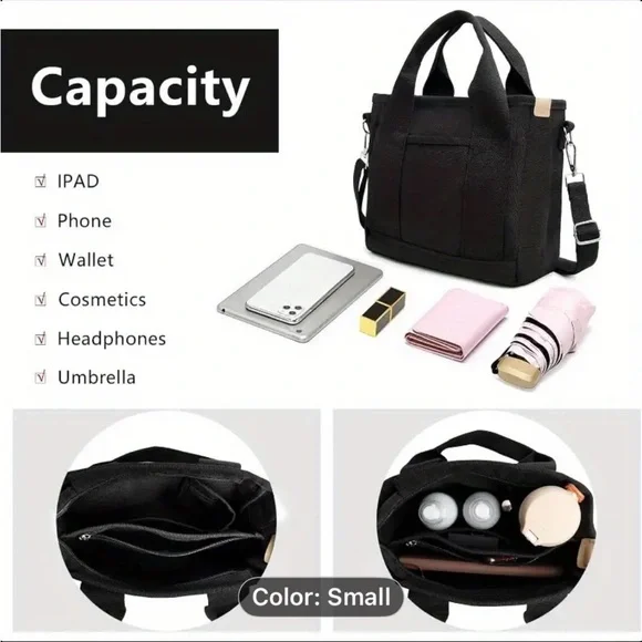 Mini Canvas Tote Bag W/ Hello Kitty Patches & Hello Kitty Card Holder NWOT - Picture 12 of 13